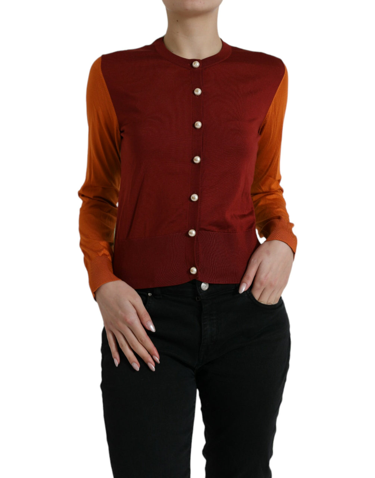Dolce & Gabbana Multicolor Silk Crewneck Cardigan Sweater -   -  Dolce & Gabbana.