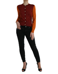 Dolce & Gabbana Multicolor Silk Crewneck Cardigan Sweater -   -  Dolce & Gabbana.