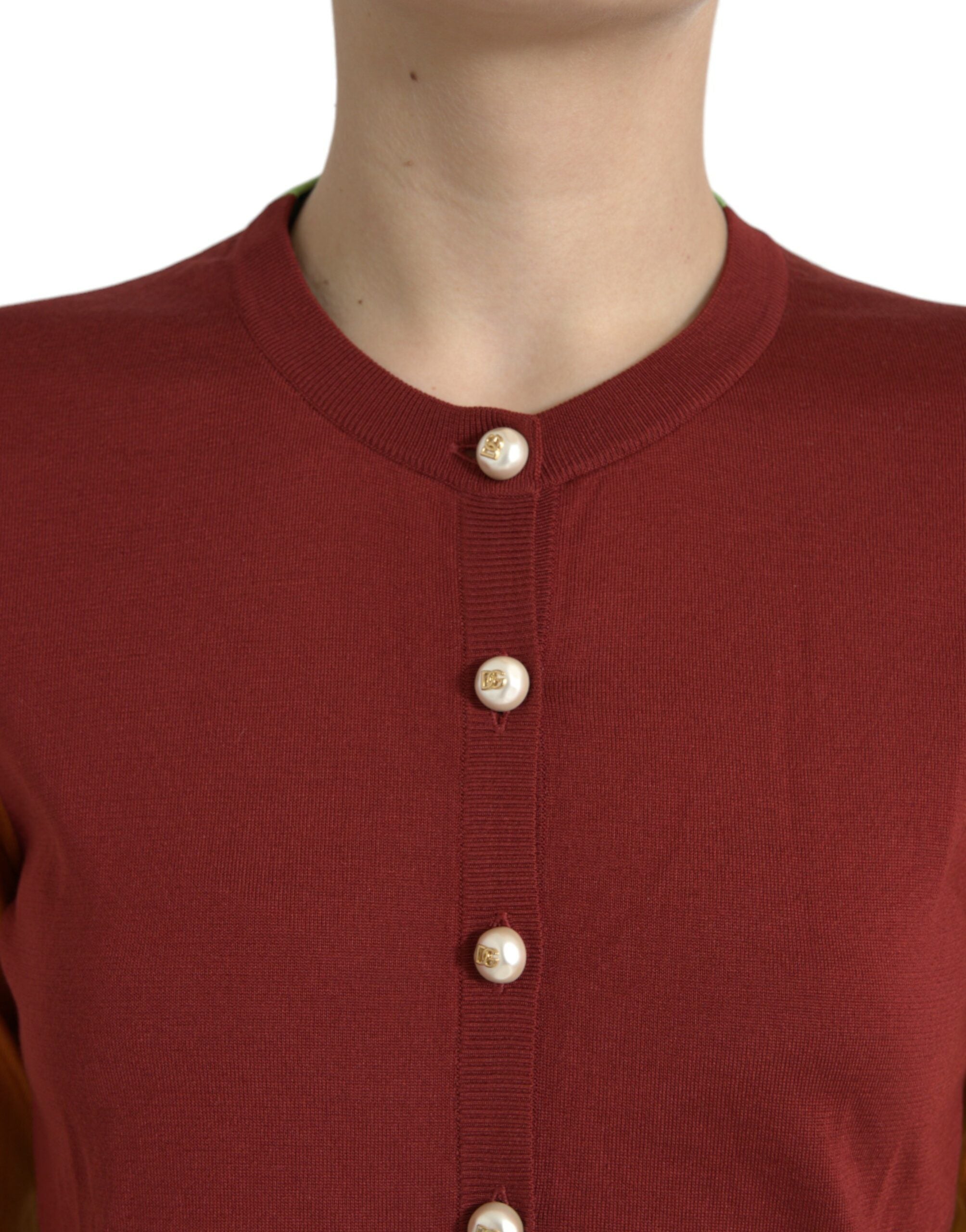 Dolce & Gabbana Multicolor Silk Crewneck Cardigan Sweater -   -  Dolce & Gabbana.