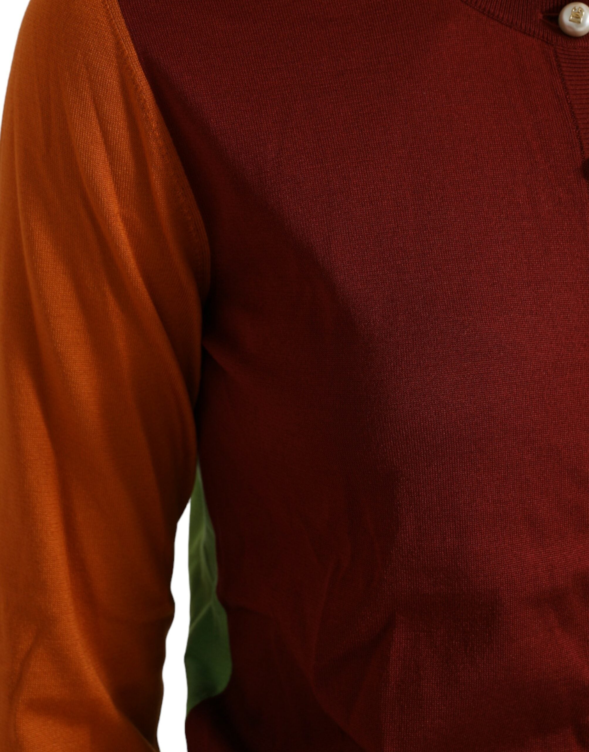 Dolce & Gabbana Multicolor Silk Crewneck Cardigan Sweater -   -  Dolce & Gabbana.