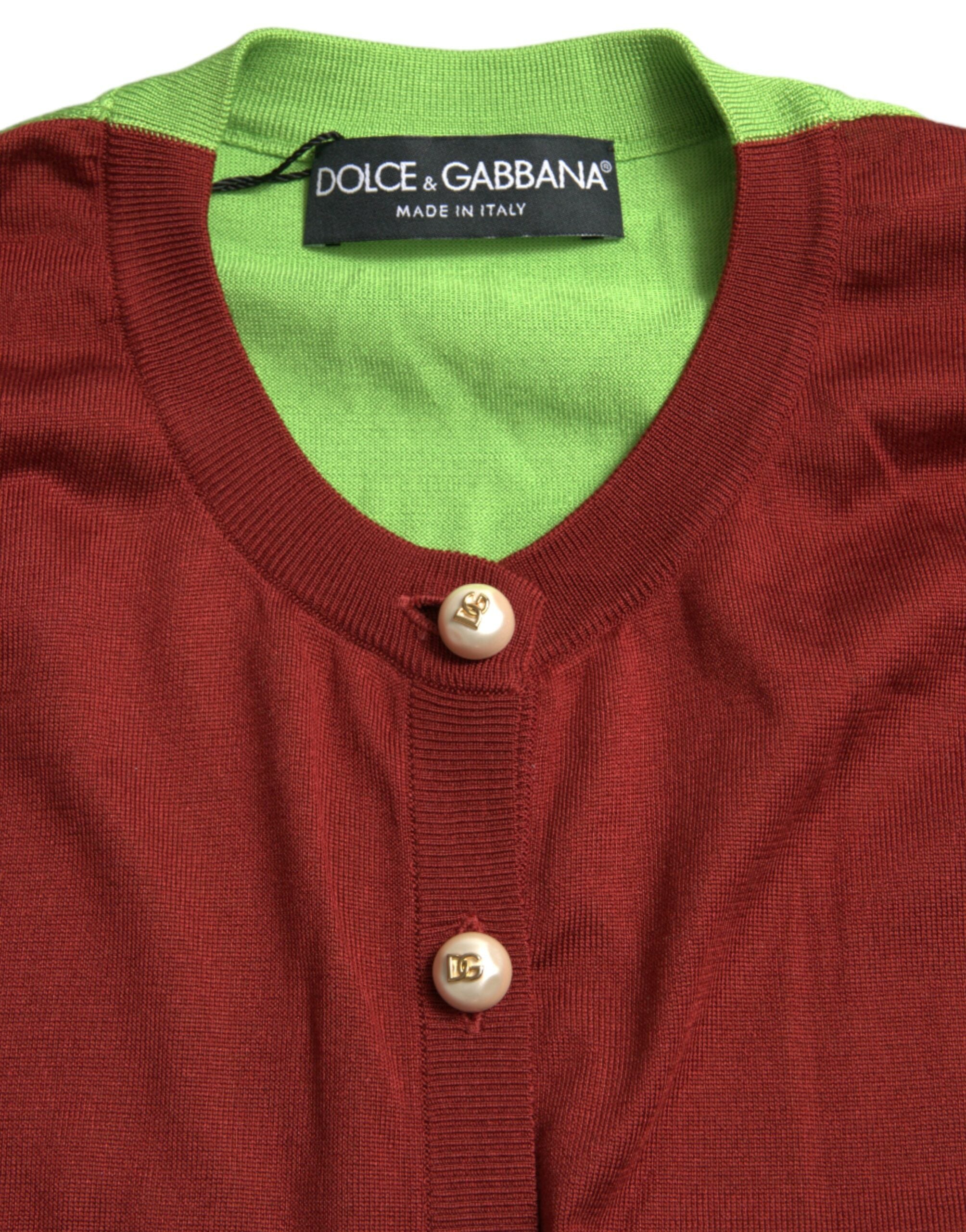 Dolce & Gabbana Multicolor Silk Crewneck Cardigan Sweater -   -  Dolce & Gabbana.