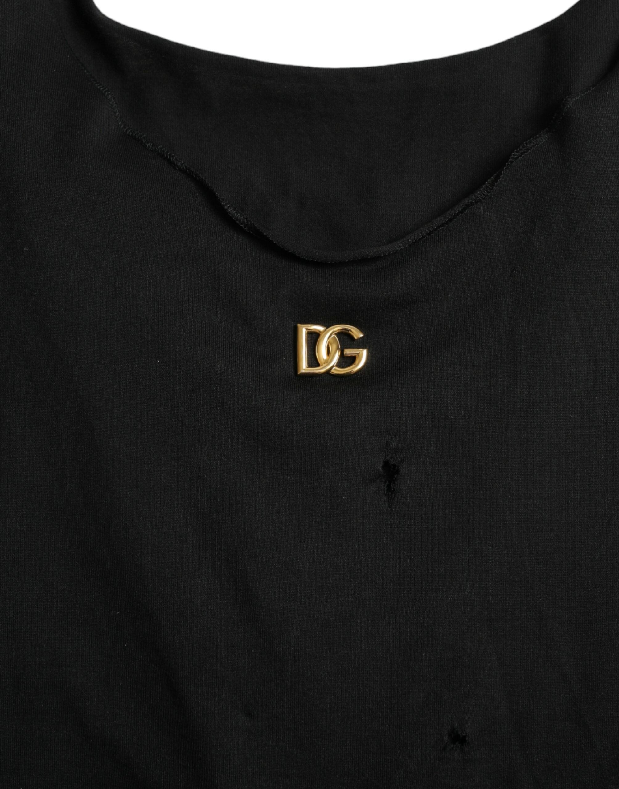 Dolce & Gabbana Black Cotton Lace Up Logo Round Neck Tank Top -   -  Dolce & Gabbana.