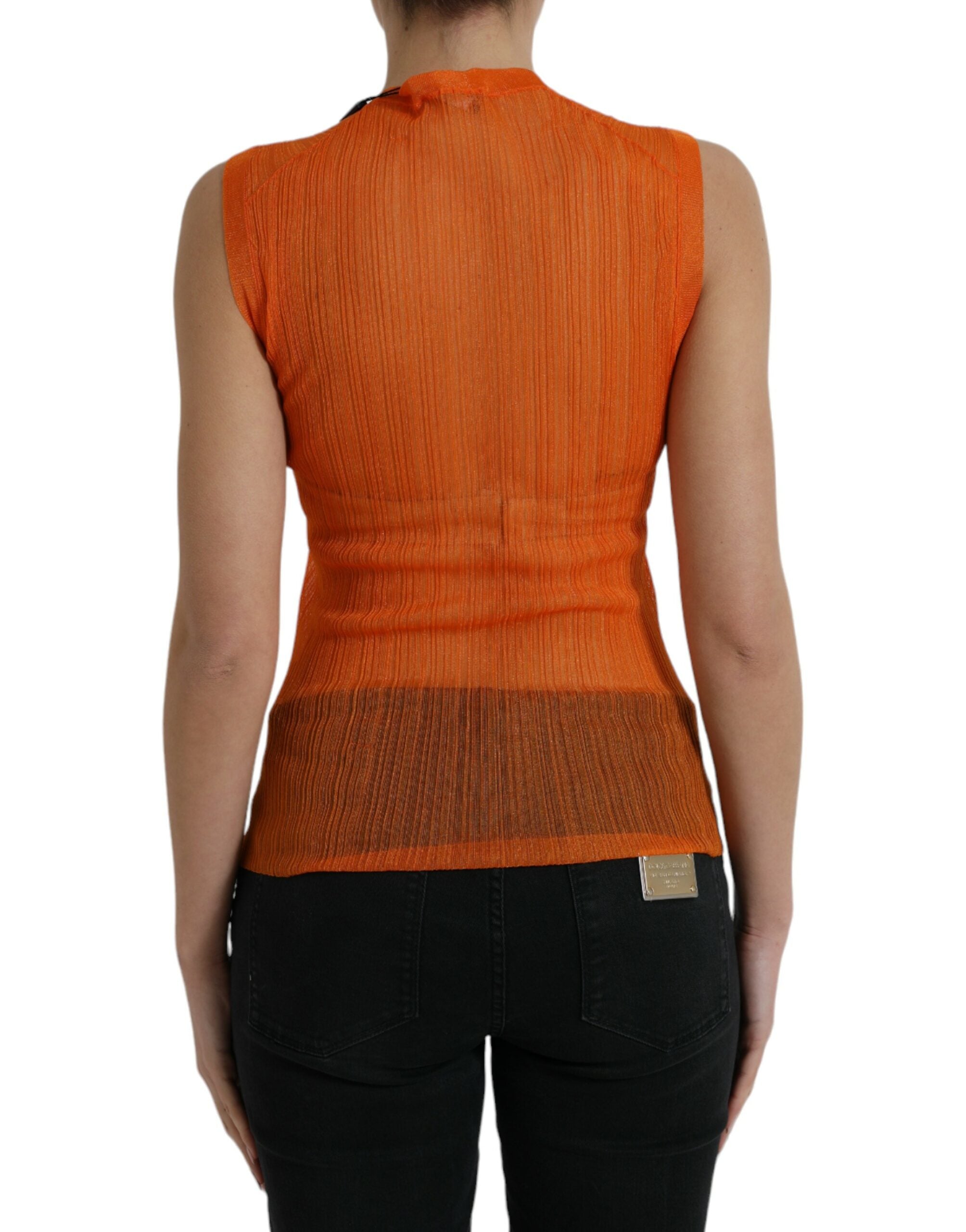 Dolce & Gabbana Orange See Through Crew Neck Blouse Tank Top -   -  Dolce & Gabbana.