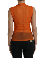 Dolce & Gabbana Orange See Through Crew Neck Blouse Tank Top -   -  Dolce & Gabbana.