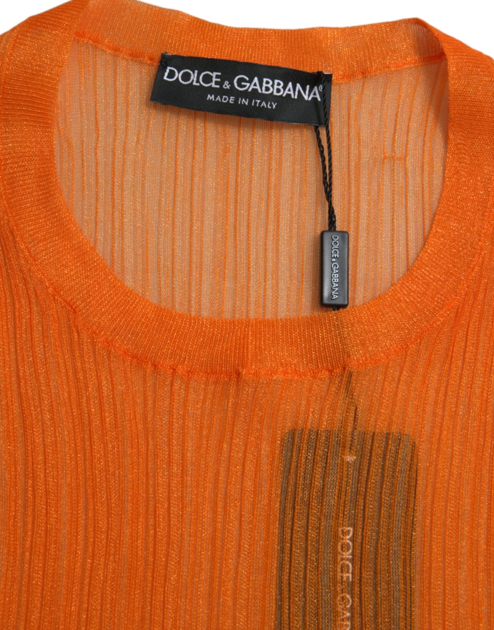 Dolce & Gabbana Orange See Through Crew Neck Blouse Tank Top -   -  Dolce & Gabbana.