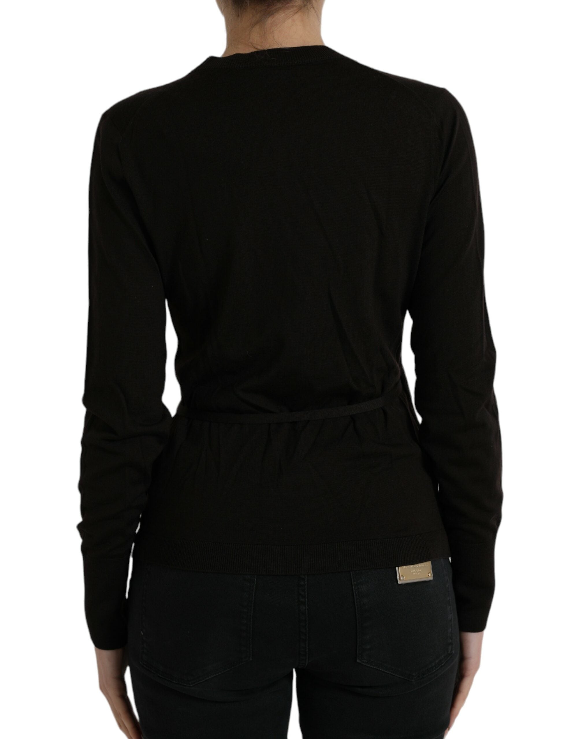 Dolce & Gabbana Black Wool V-neck Crossed Cardigan Sweater -   -  Dolce & Gabbana.