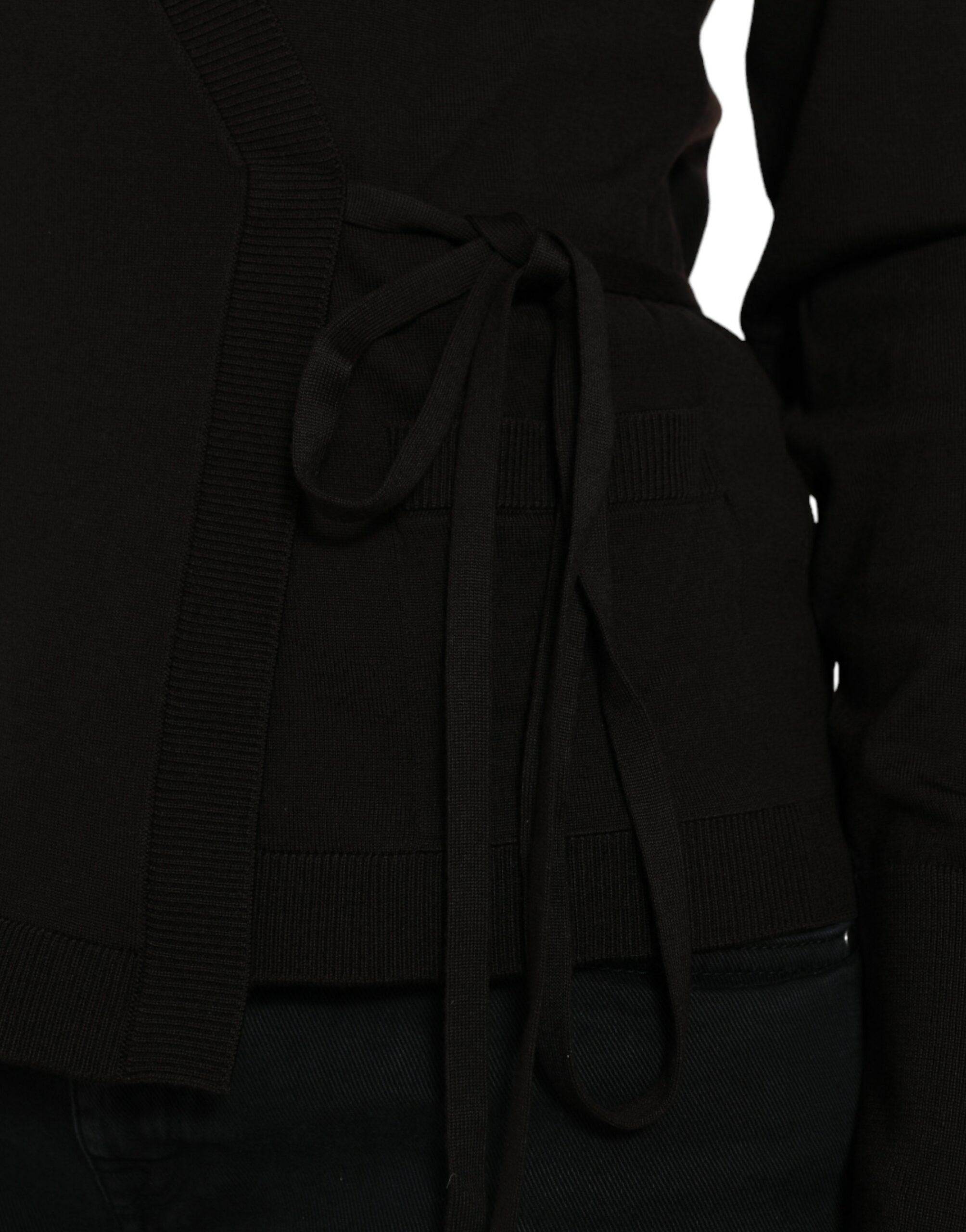 Dolce & Gabbana Black Wool V-neck Crossed Cardigan Sweater -   -  Dolce & Gabbana.