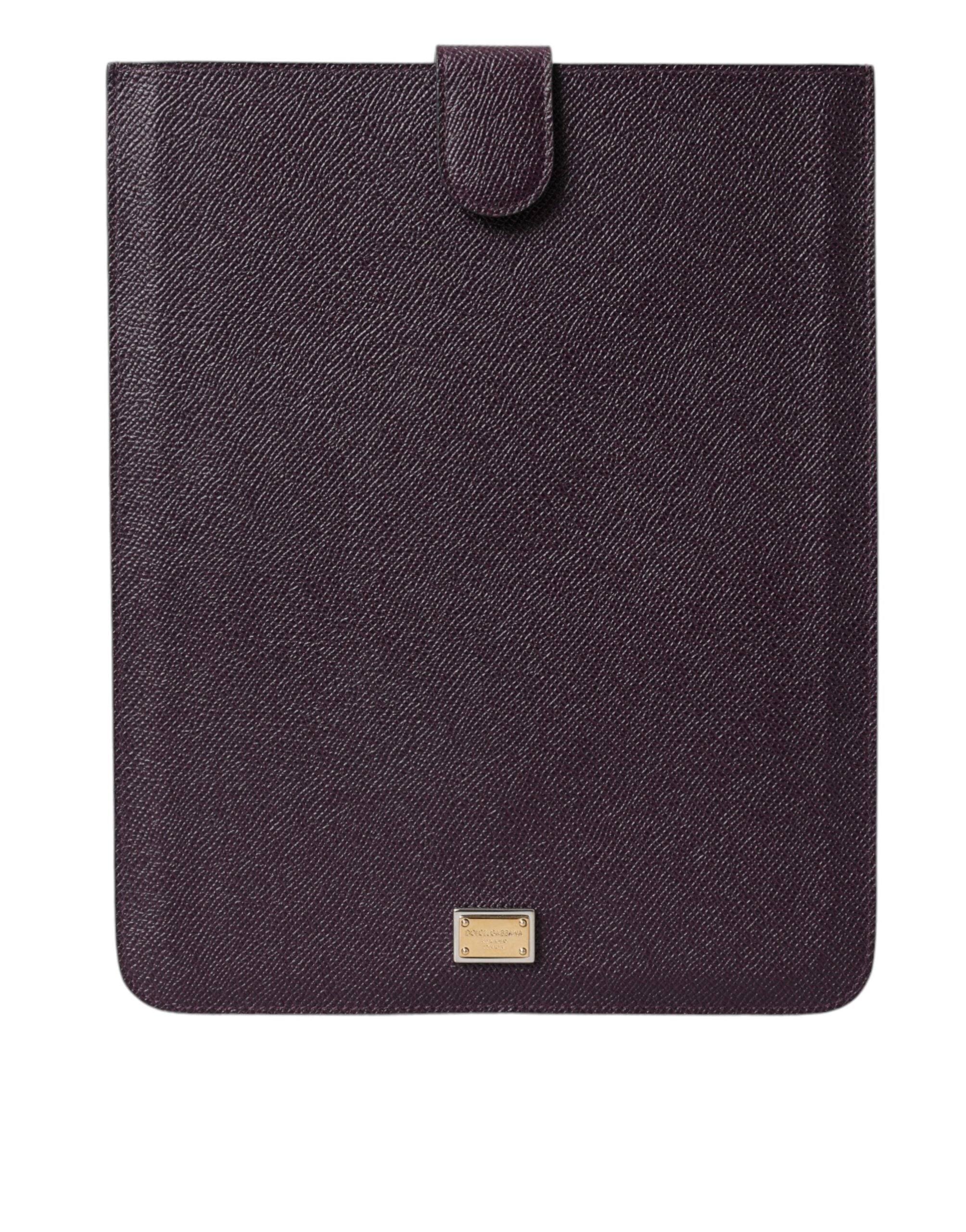 Dolce & Gabbana Dark Brown Leather Logo Plaque Cover Sleeve Tablet Case -   -  Dolce & Gabbana.