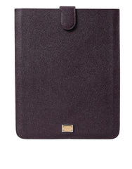 Dolce & Gabbana Dark Brown Leather Logo Plaque Cover Sleeve Tablet Case -   -  Dolce & Gabbana.