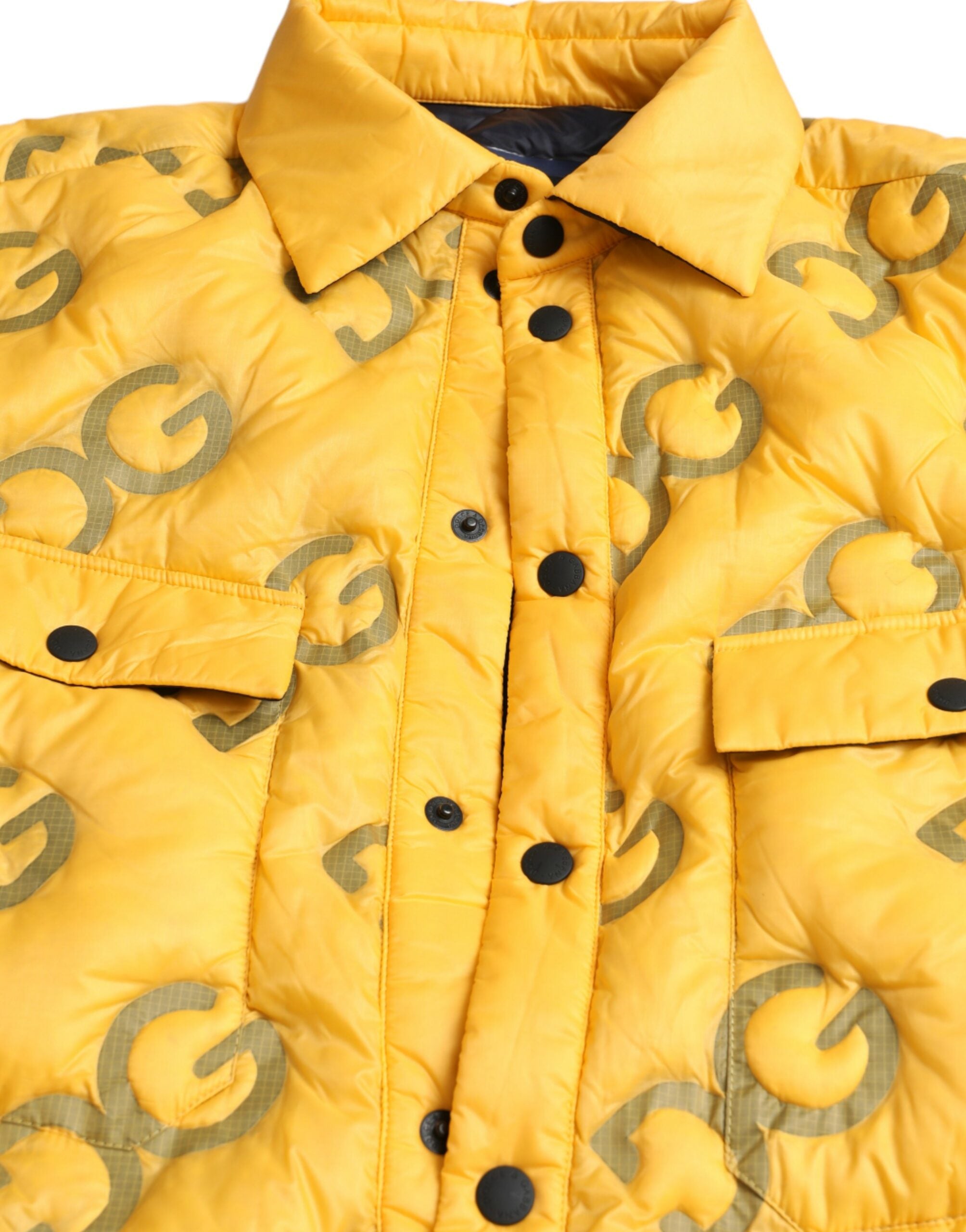 Dolce & Gabbana Yellow Logo Padded Buttoned Blouson Jacket -   -  Dolce & Gabbana.