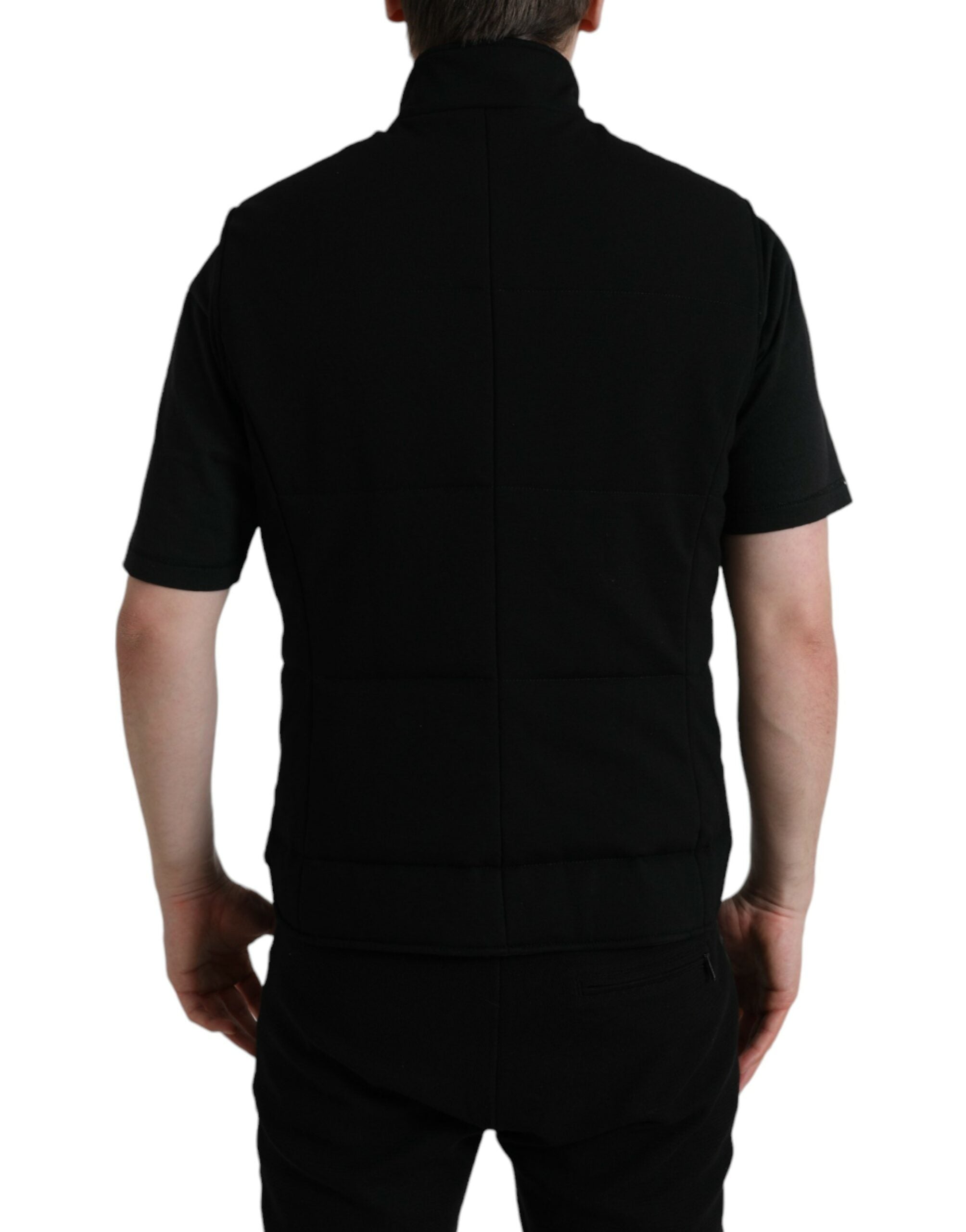 Dolce & Gabbana Black Rayon Buttoned Vest Logo Jacket -   -  Dolce & Gabbana.