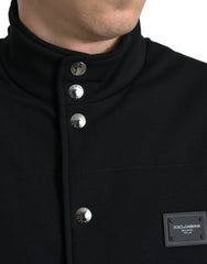 Dolce & Gabbana Black Rayon Buttoned Vest Logo Jacket -   -  Dolce & Gabbana.