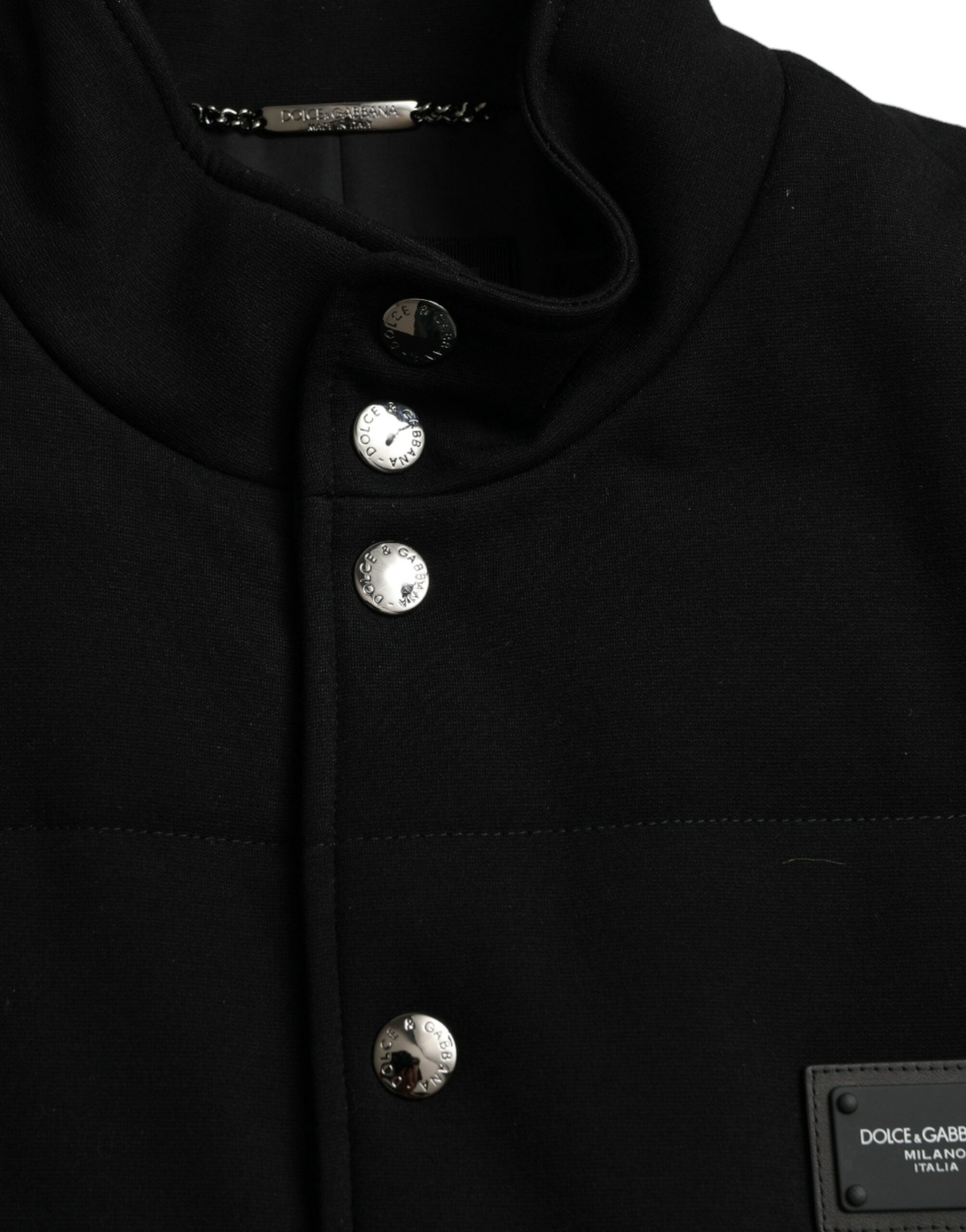 Dolce & Gabbana Black Rayon Buttoned Vest Logo Jacket -   -  Dolce & Gabbana.