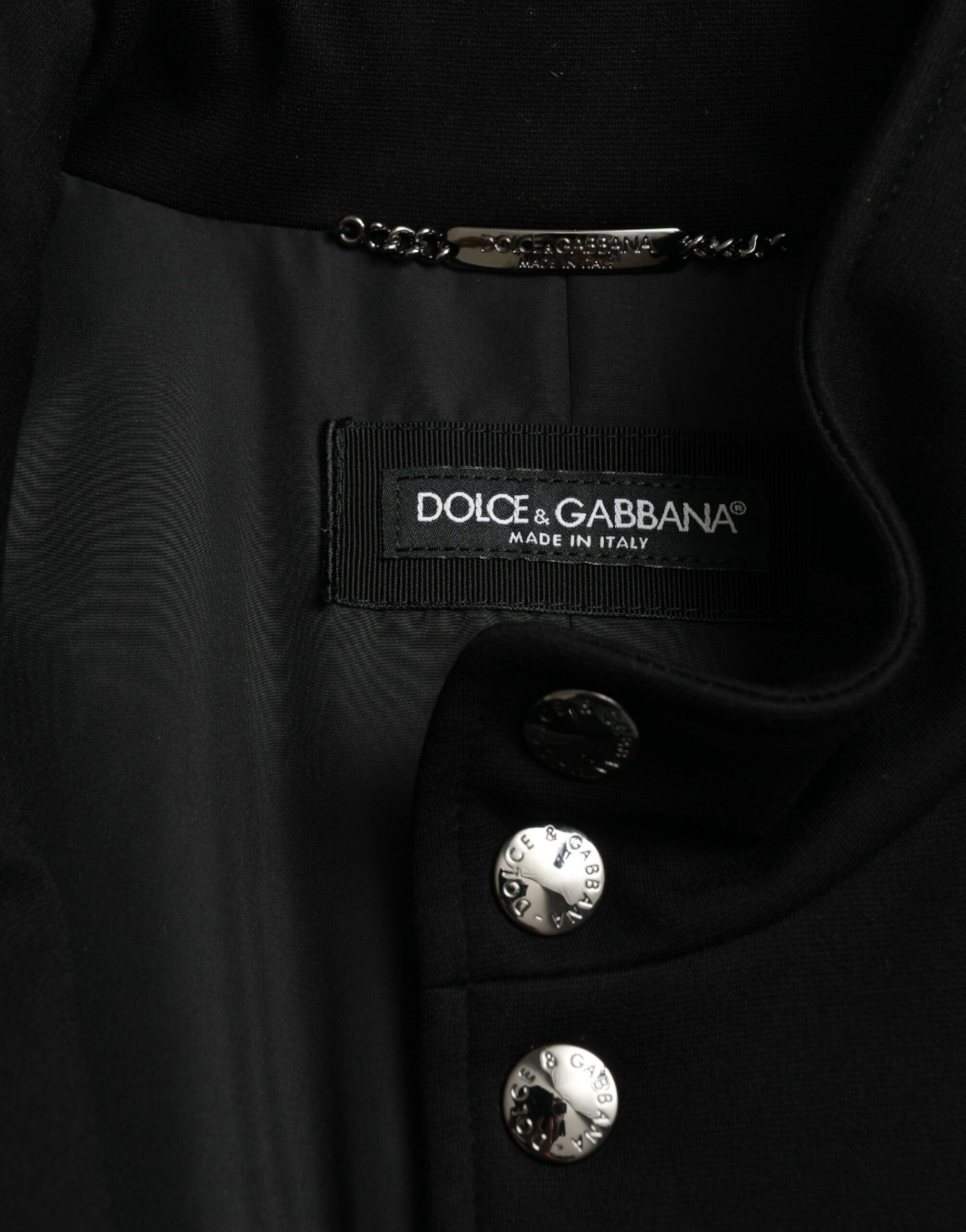Dolce & Gabbana Black Rayon Buttoned Vest Logo Jacket -   -  Dolce & Gabbana.