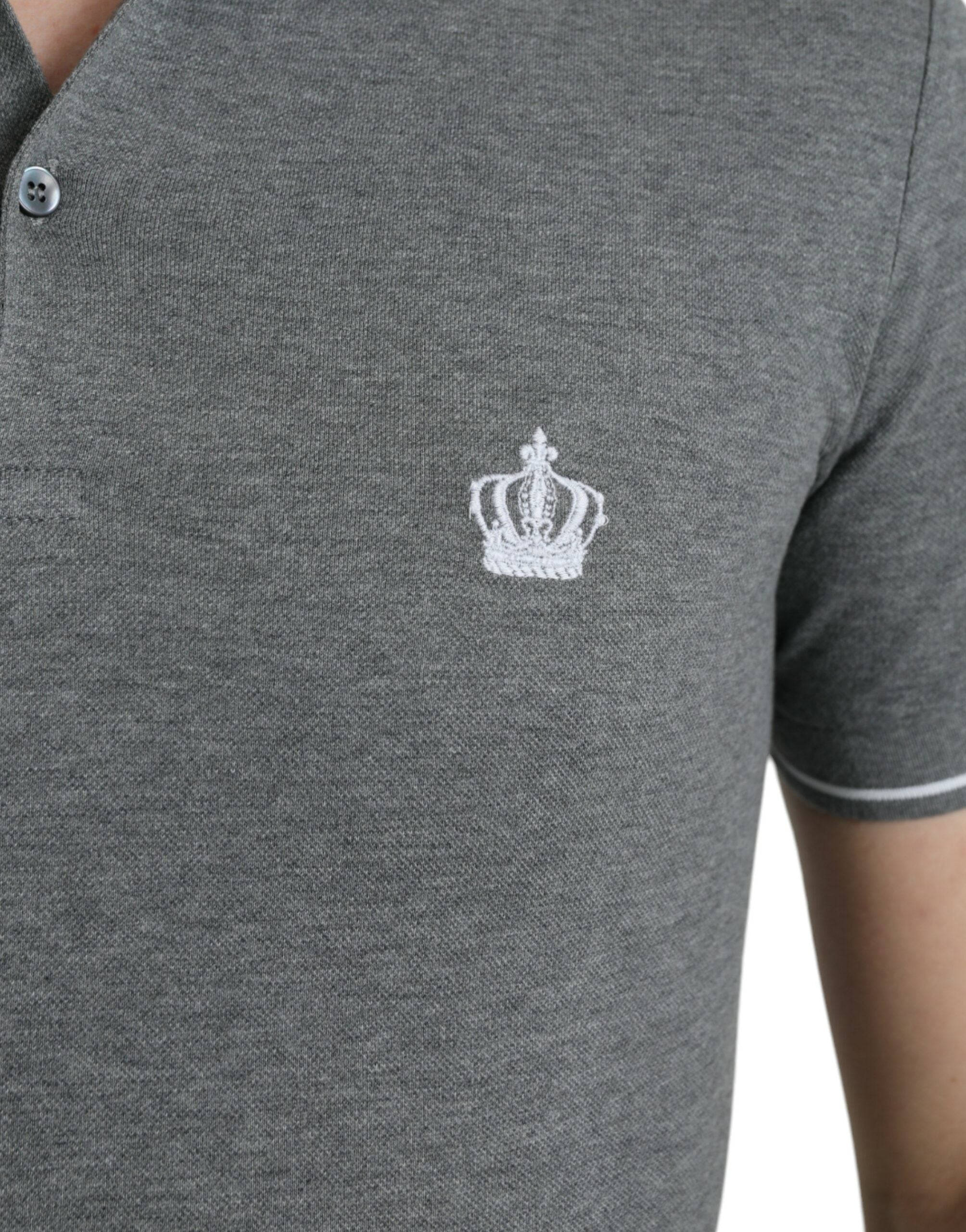 Dolce & Gabbana Gray Collared Short Sleeve Crown T-shirt -   -  Dolce & Gabbana.
