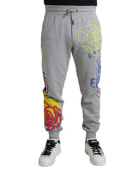 Dolce & Gabbana Gray Cotton Graffiti Sweatpants Jogger Pants -   -  Dolce & Gabbana.