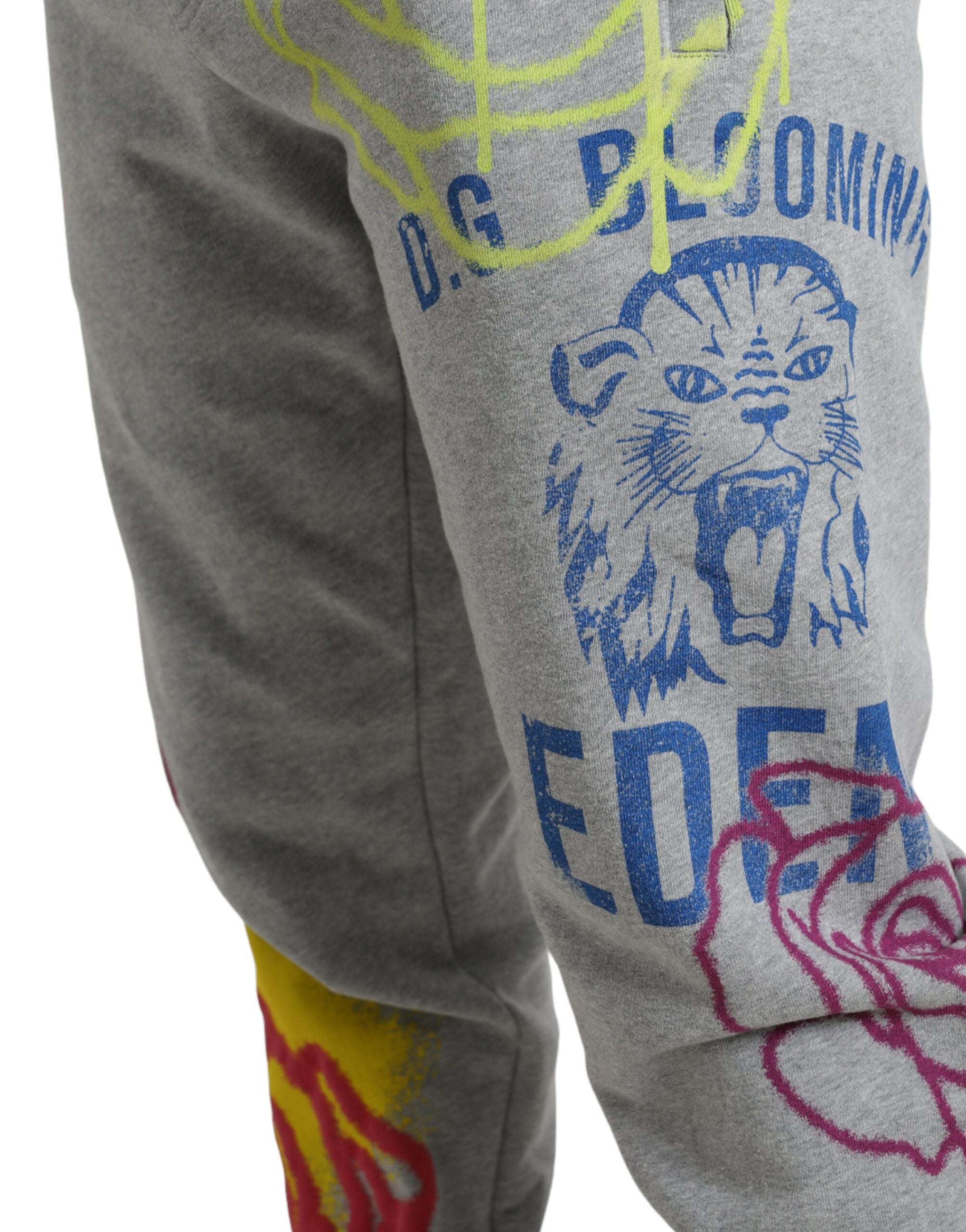 Dolce & Gabbana Gray Cotton Graffiti Sweatpants Jogger Pants -   -  Dolce & Gabbana.