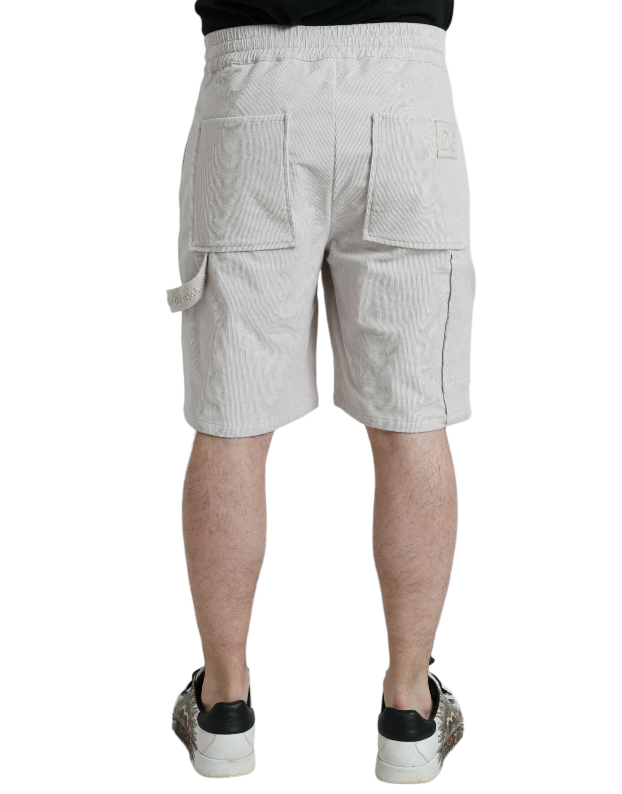 Dolce & Gabbana Beige Cotton Corduroy Logo Bermuda Shorts -   -  Dolce & Gabbana.