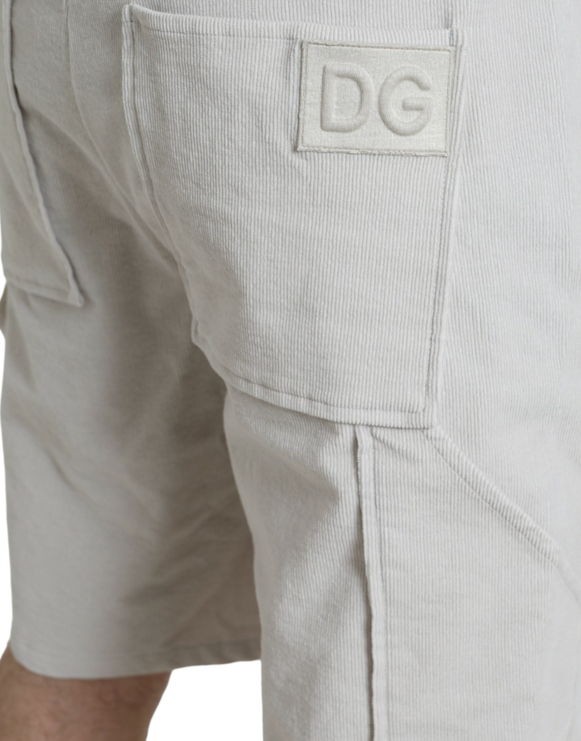Dolce & Gabbana Beige Cotton Corduroy Logo Bermuda Shorts -   -  Dolce & Gabbana.