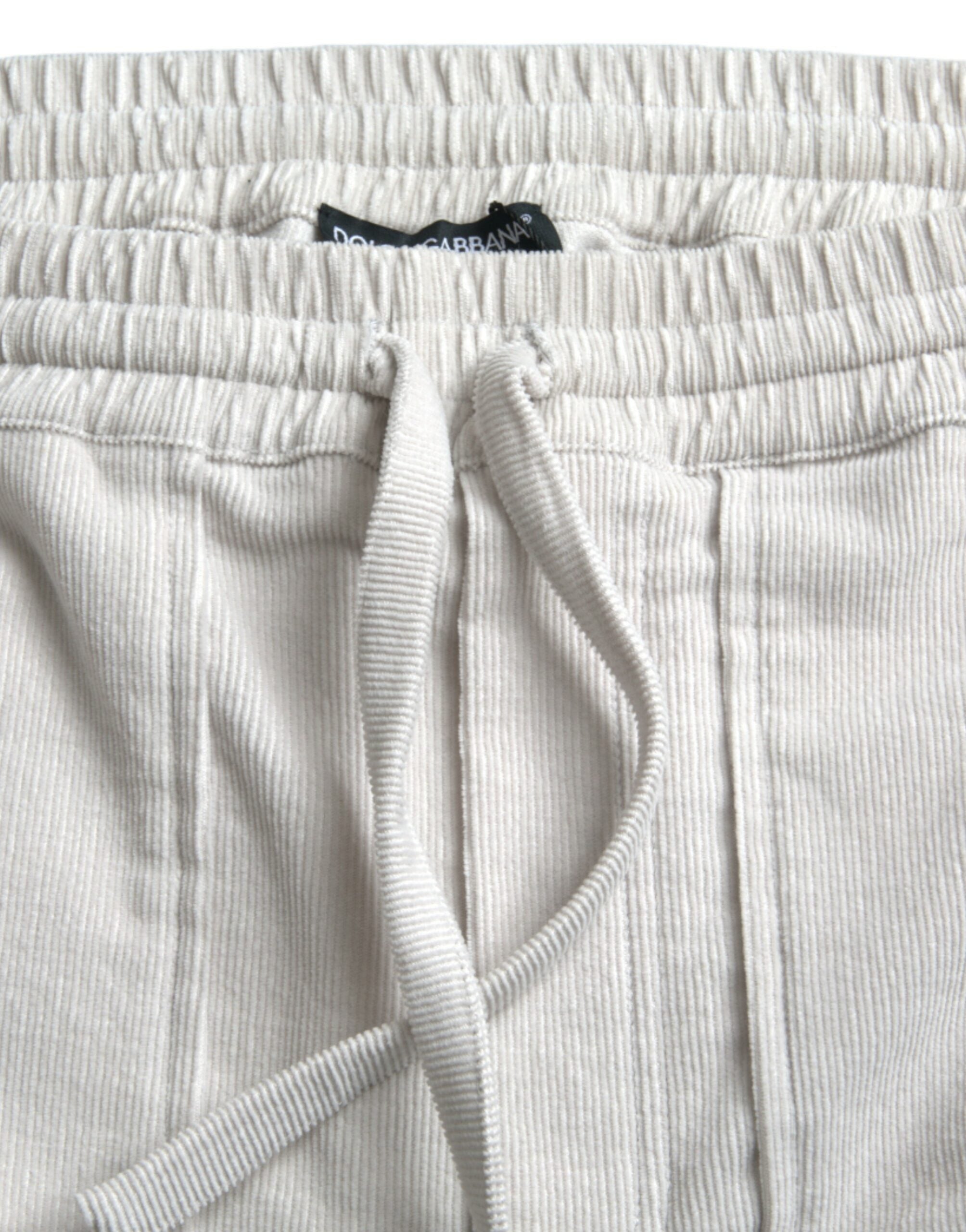 Dolce & Gabbana Beige Cotton Corduroy Logo Bermuda Shorts -   -  Dolce & Gabbana.