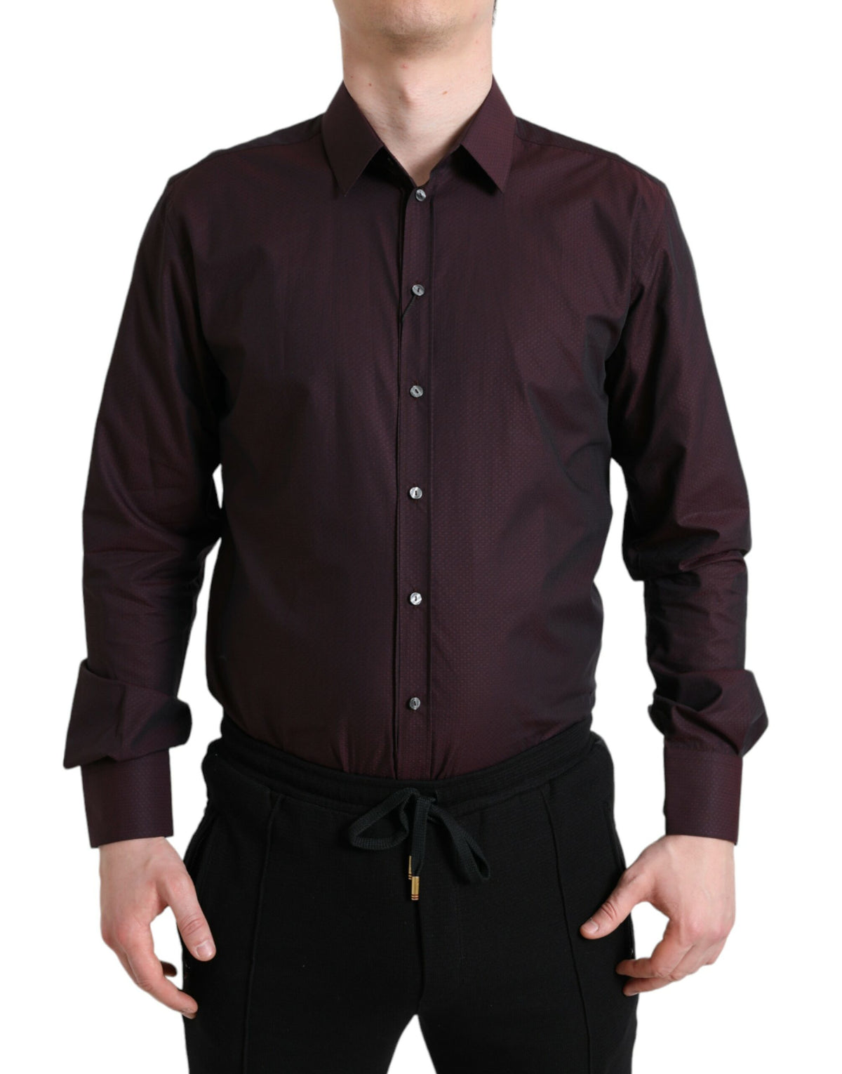 Dolce & Gabbana Maroon Jacquard Formal Dress MARTINI Shirt -   -  Dolce & Gabbana.