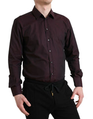 Dolce & Gabbana Maroon Jacquard Formal Dress MARTINI Shirt -   -  Dolce & Gabbana.