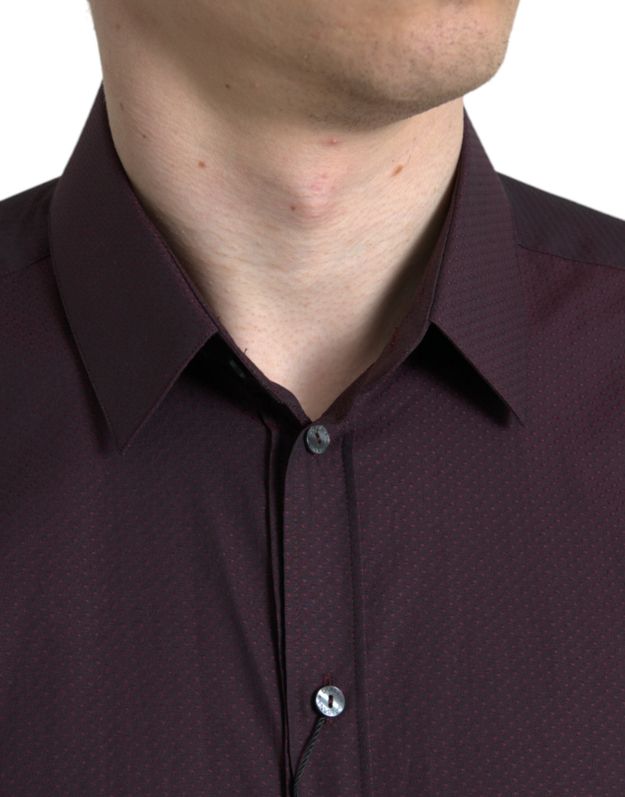Dolce & Gabbana Maroon Jacquard Formal Dress MARTINI Shirt -   -  Dolce & Gabbana.