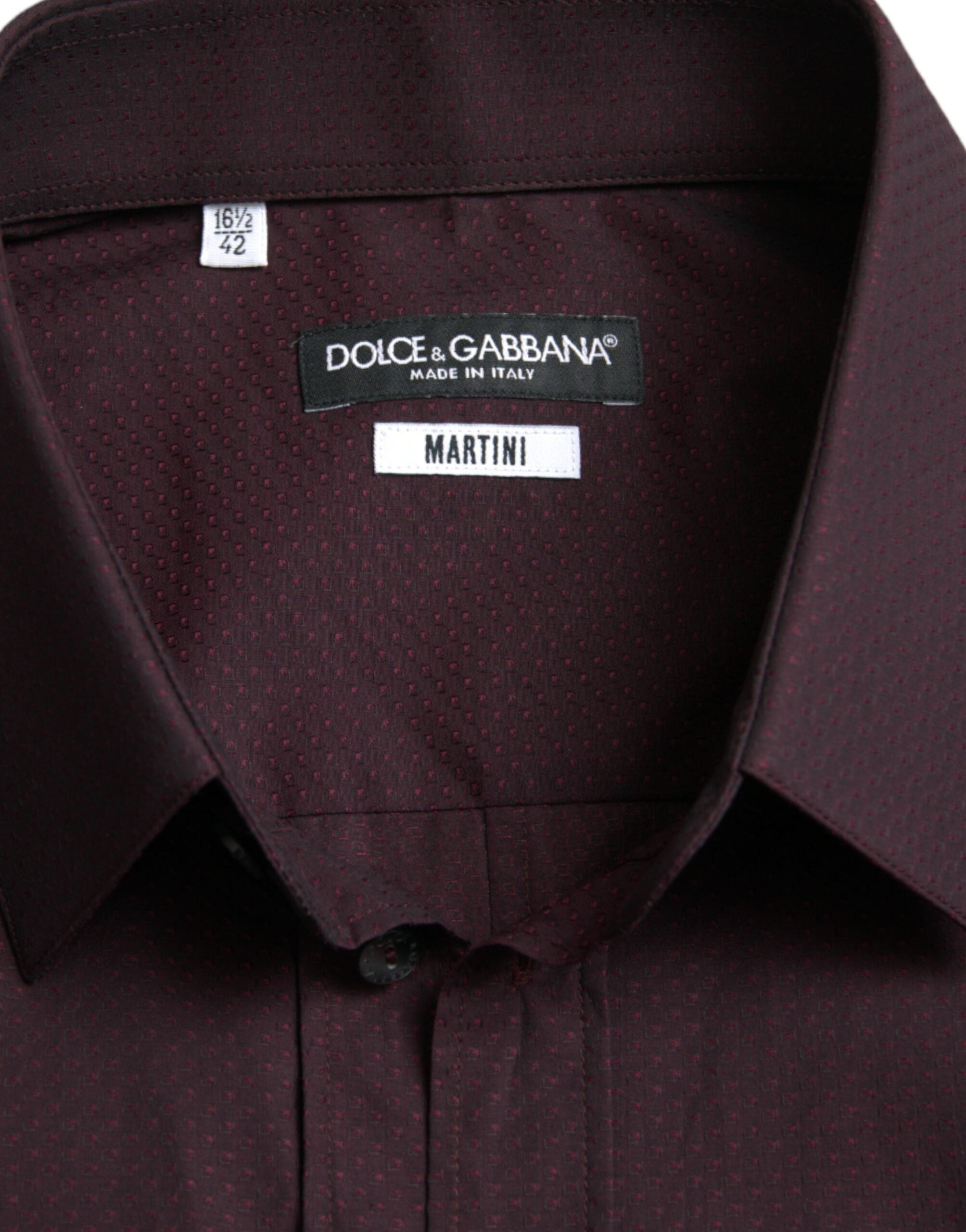 Dolce & Gabbana Maroon Jacquard Formal Dress MARTINI Shirt -   -  Dolce & Gabbana.