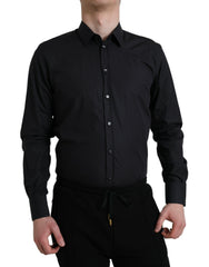 Dolce & Gabbana Navy Blue Cotton Collared Formal Dress Shirt -   -  Dolce & Gabbana.
