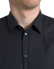 Dolce & Gabbana Navy Blue Cotton Collared Formal Dress Shirt -   -  Dolce & Gabbana.