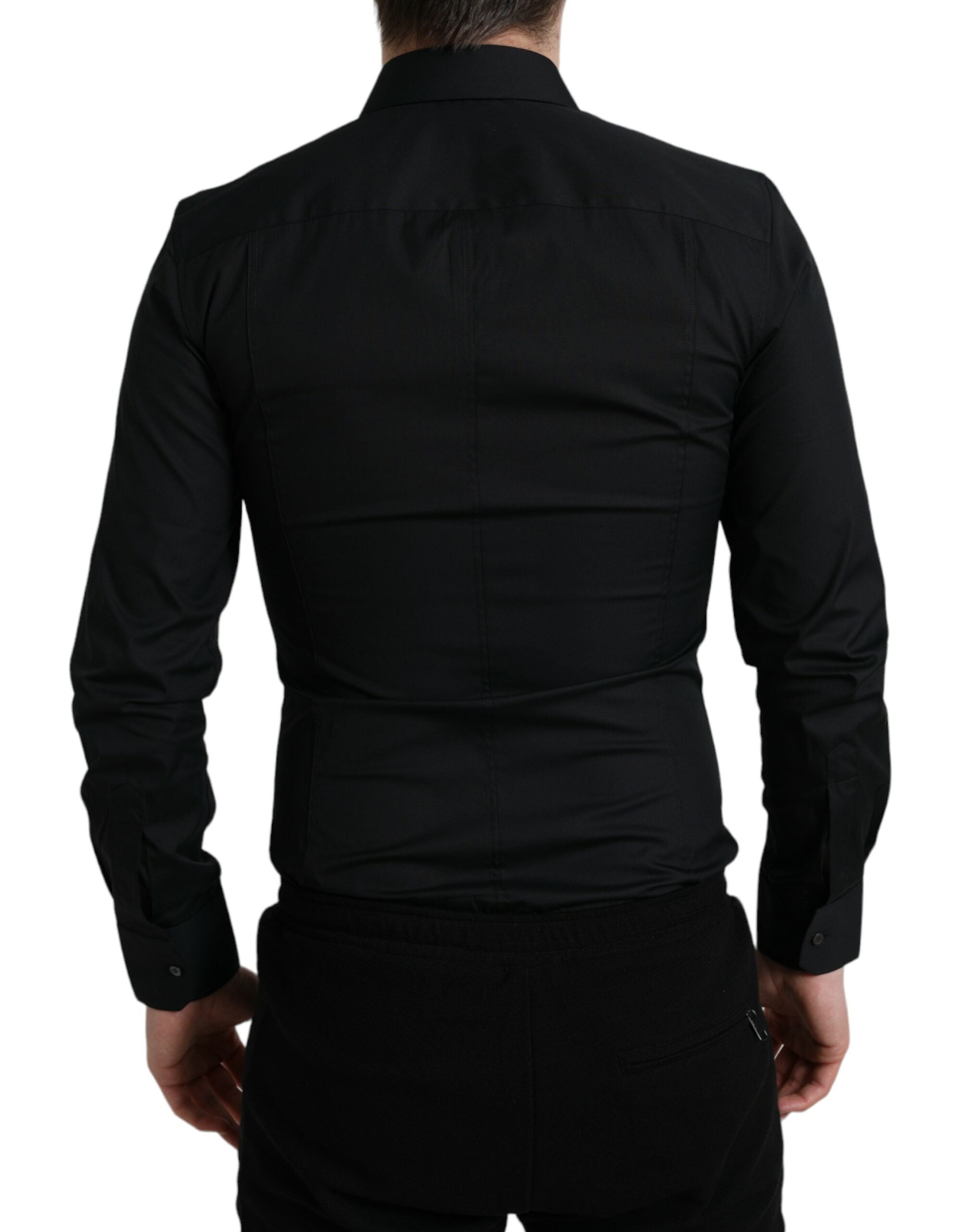 Dolce & Gabbana Black Cotton Stretch Slim Formal Dress Shirt -   -  Dolce & Gabbana.