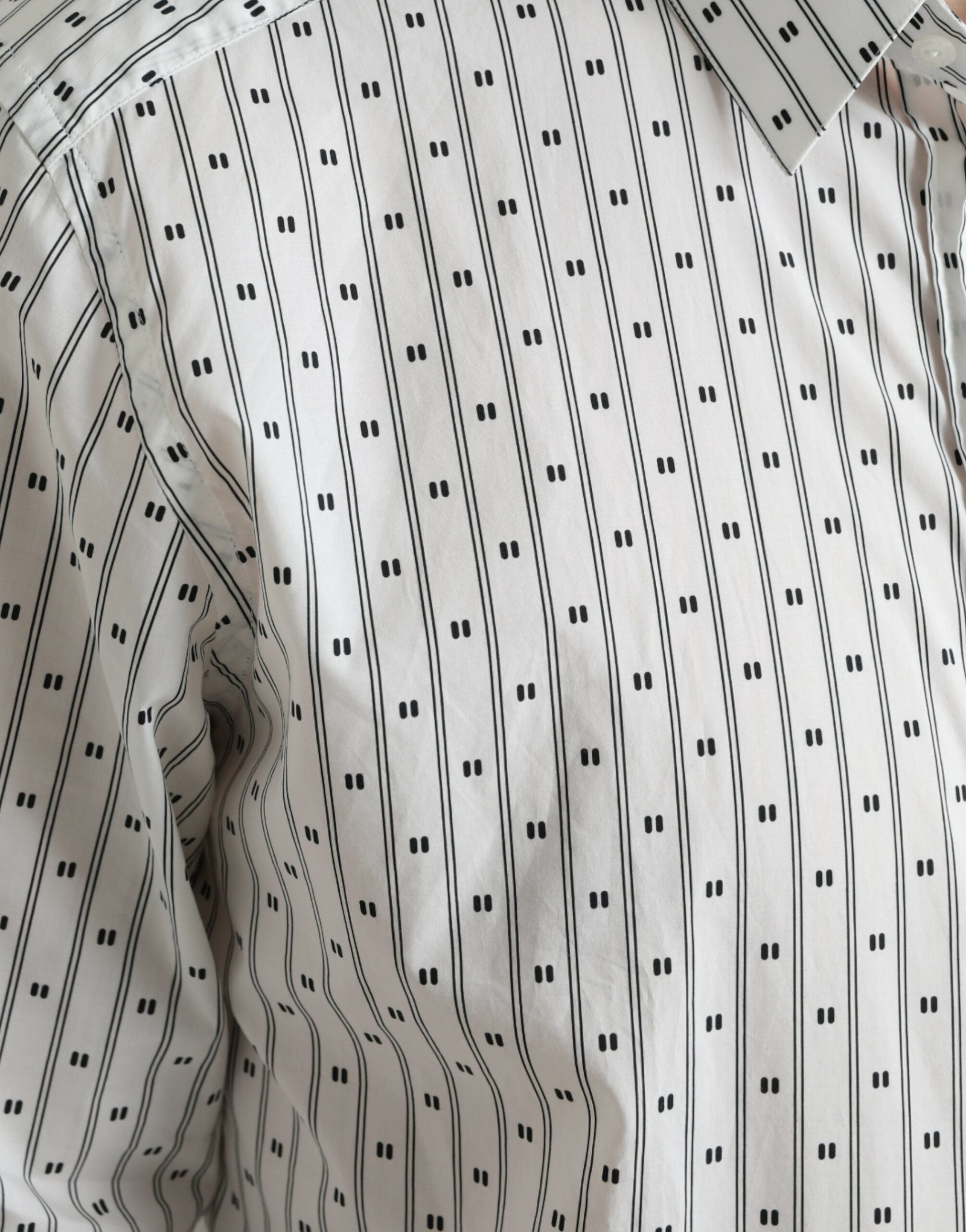 Dolce & Gabbana White Patterned Men GOLD Formal Dress Shirt -   -  Dolce & Gabbana.