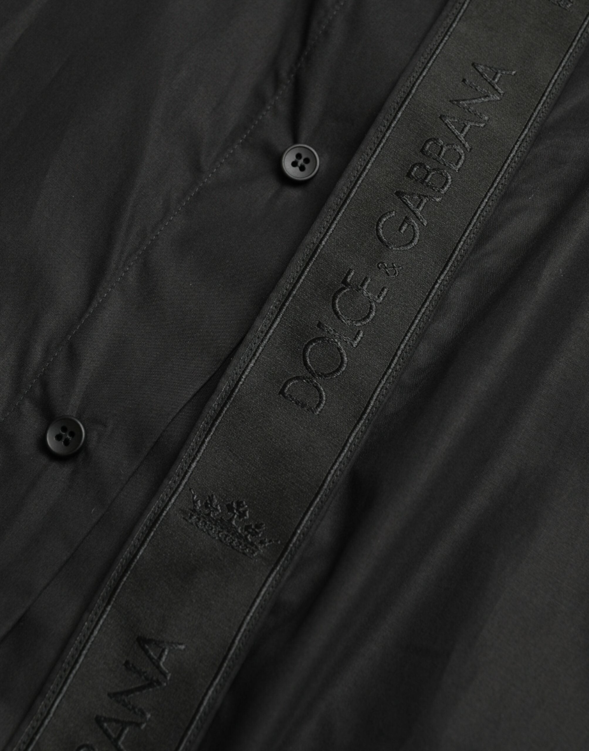 Dolce & Gabbana Black Cotton Logo Formal GOLD Dress Shirt -   -  Dolce & Gabbana.