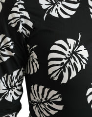 Dolce & Gabbana Black Leaf Cotton Men Formal GOLD Dress Shirt -   -  Dolce & Gabbana.