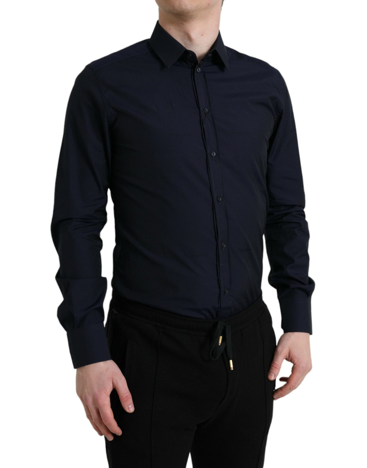 Dolce & Gabbana Navy Blue Slim Fit Formal GOLD Dress Shirt -   -  Dolce & Gabbana.