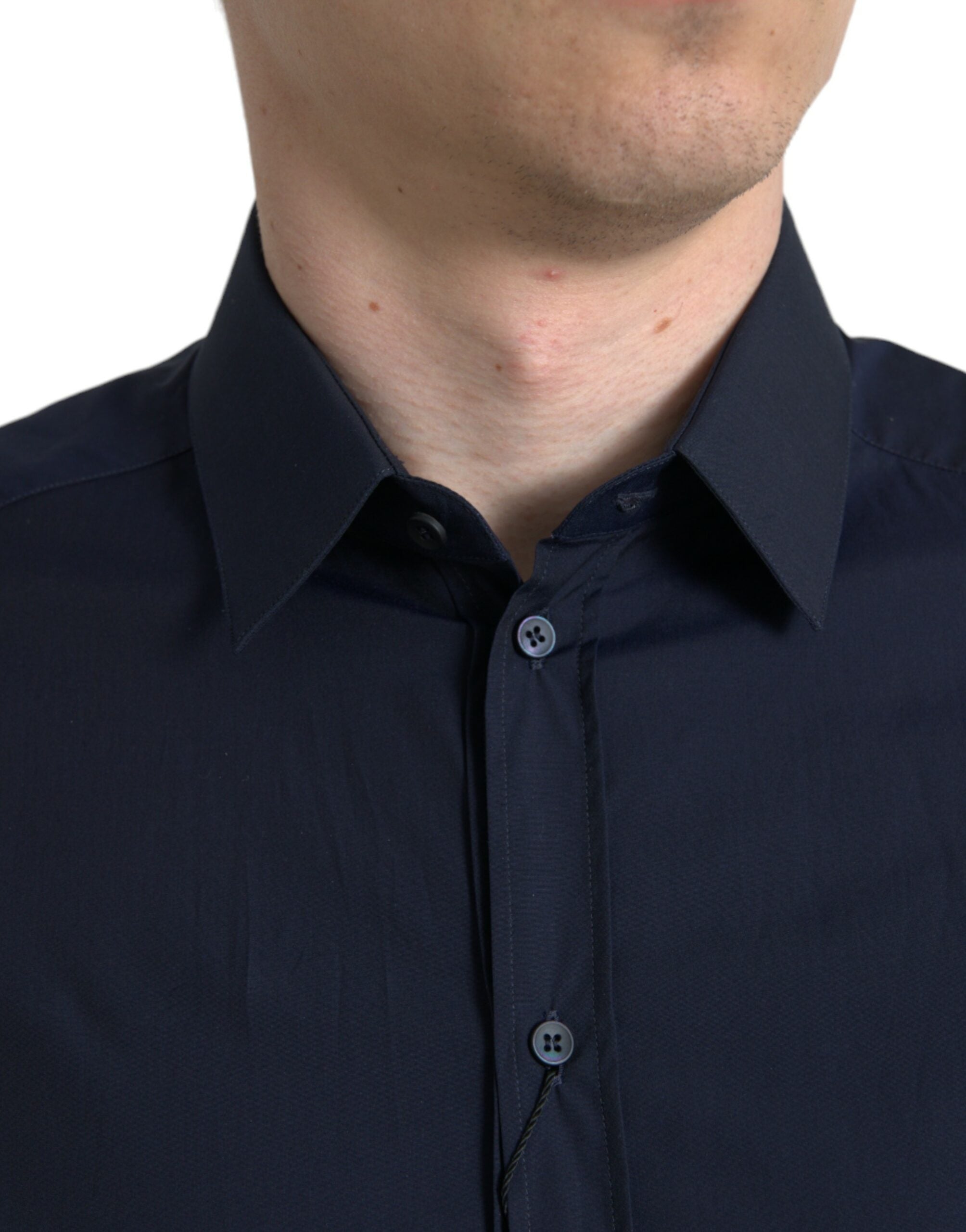 Dolce & Gabbana Navy Blue Slim Fit Formal GOLD Dress Shirt -   -  Dolce & Gabbana.