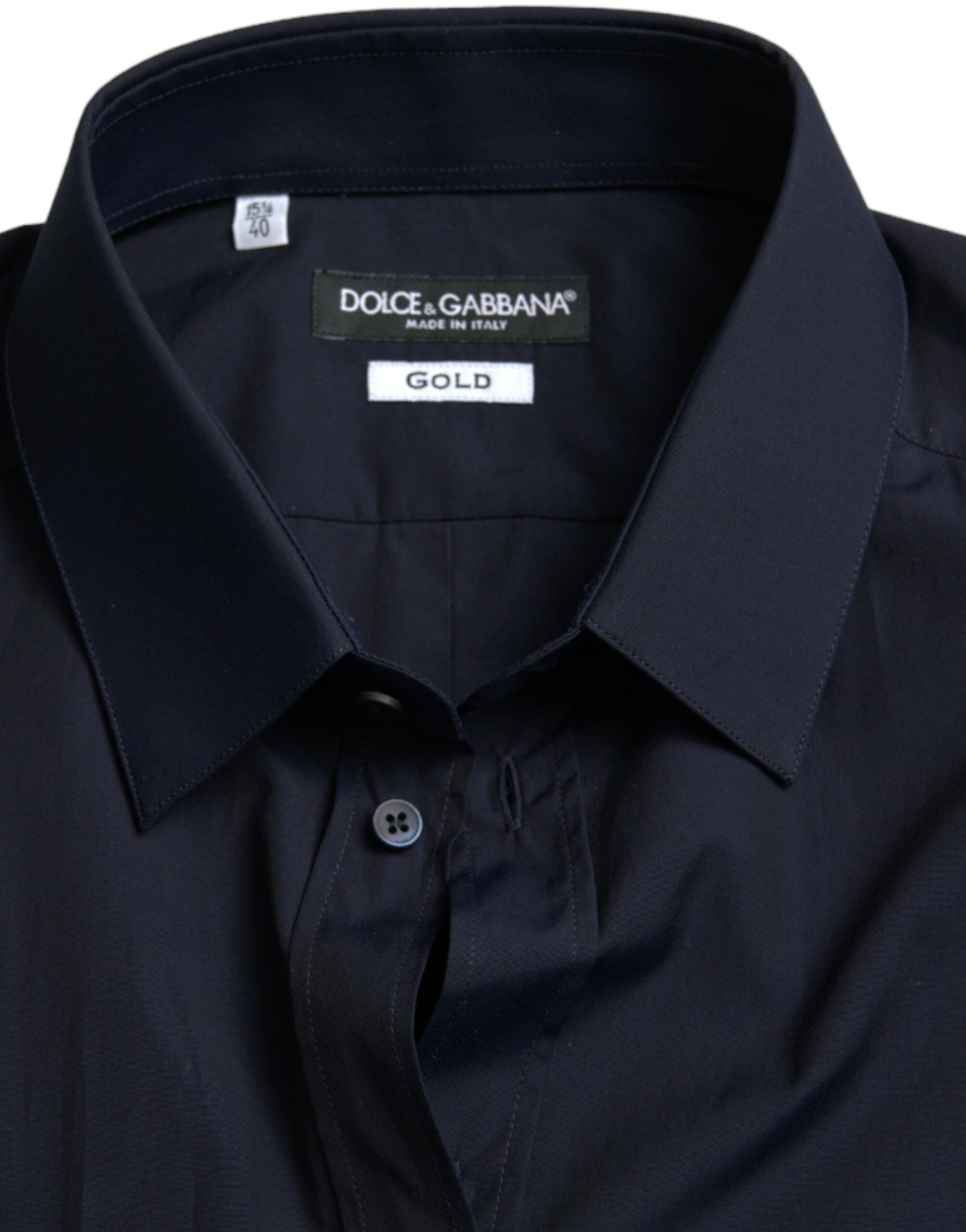 Dolce & Gabbana Navy Blue Slim Fit Formal GOLD Dress Shirt -   -  Dolce & Gabbana.