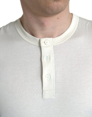 Dolce & Gabbana Off White Cotton Henley Pullover Sweater -   -  Dolce & Gabbana.