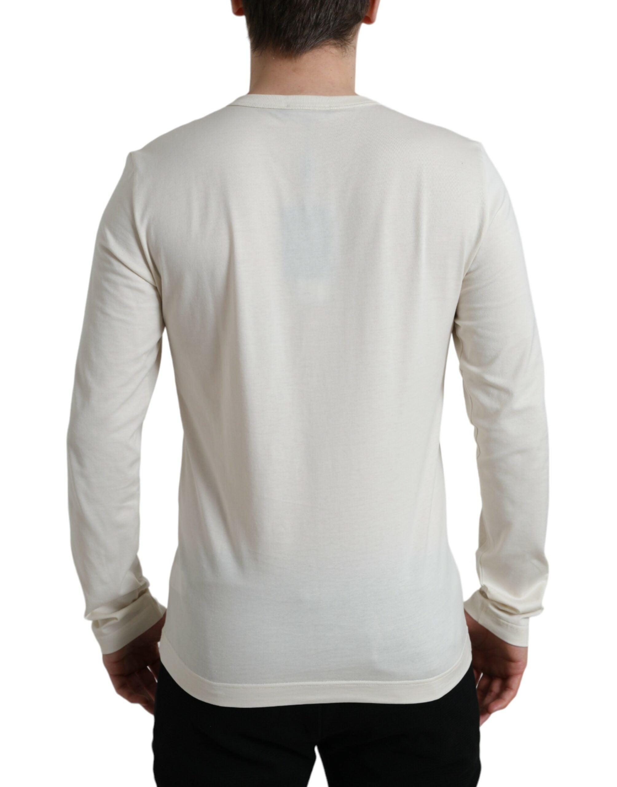 Dolce & Gabbana Off White Cotton Henley Pullover Sweater -   -  Dolce & Gabbana.