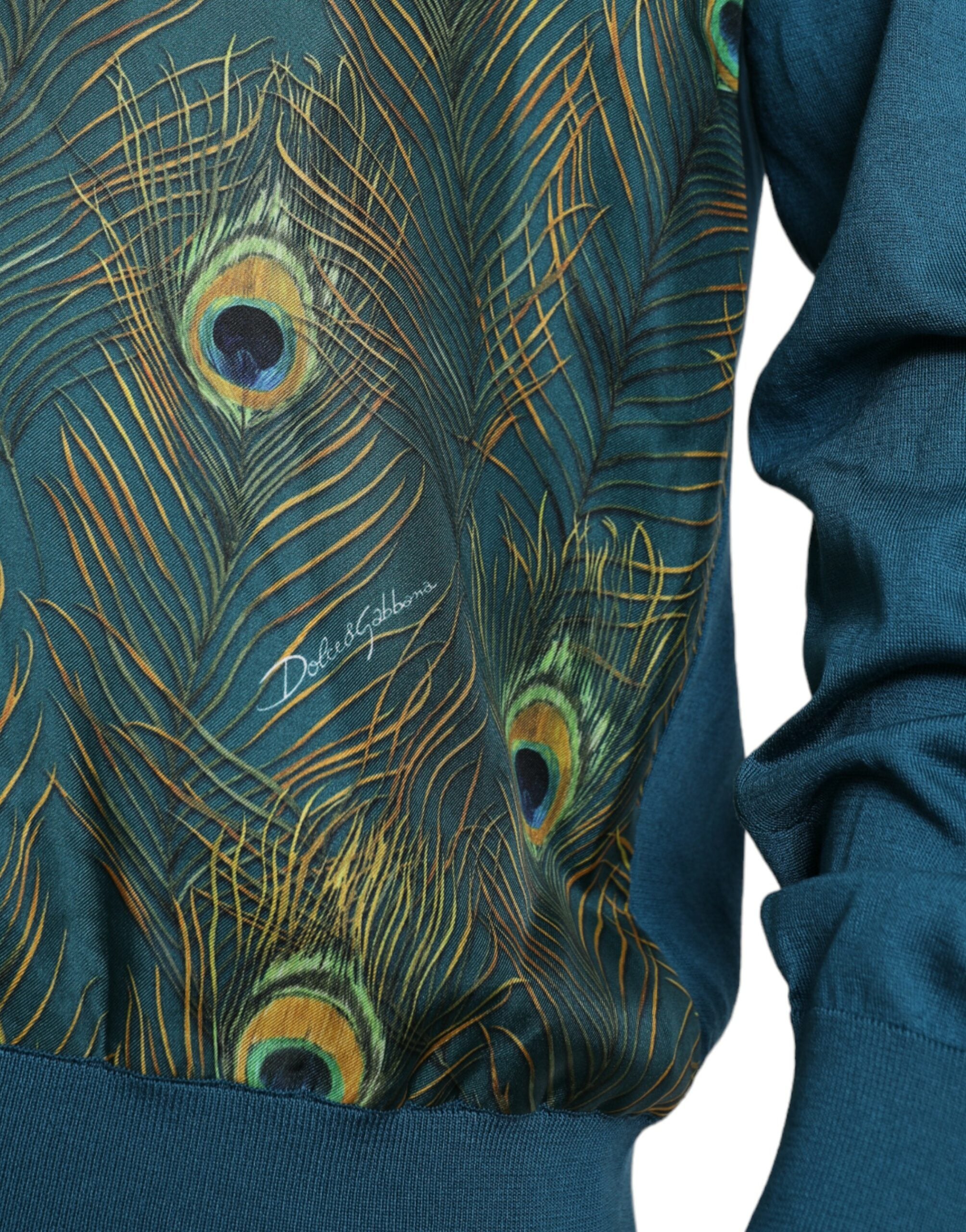 Dolce & Gabbana Green Peacock Feather Pullover Sweater -   -  Dolce & Gabbana.