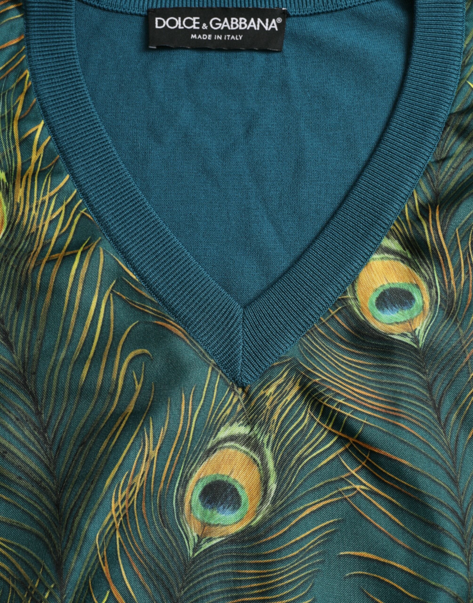 Dolce & Gabbana Green Peacock Feather Pullover Sweater -   -  Dolce & Gabbana.