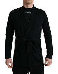 Dolce & Gabbana Black Cashmere Long Sleeves Belted Wrap Robe -   -  Dolce & Gabbana.