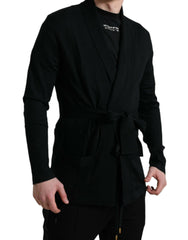 Dolce & Gabbana Black Cashmere Long Sleeves Belted Wrap Robe -   -  Dolce & Gabbana.