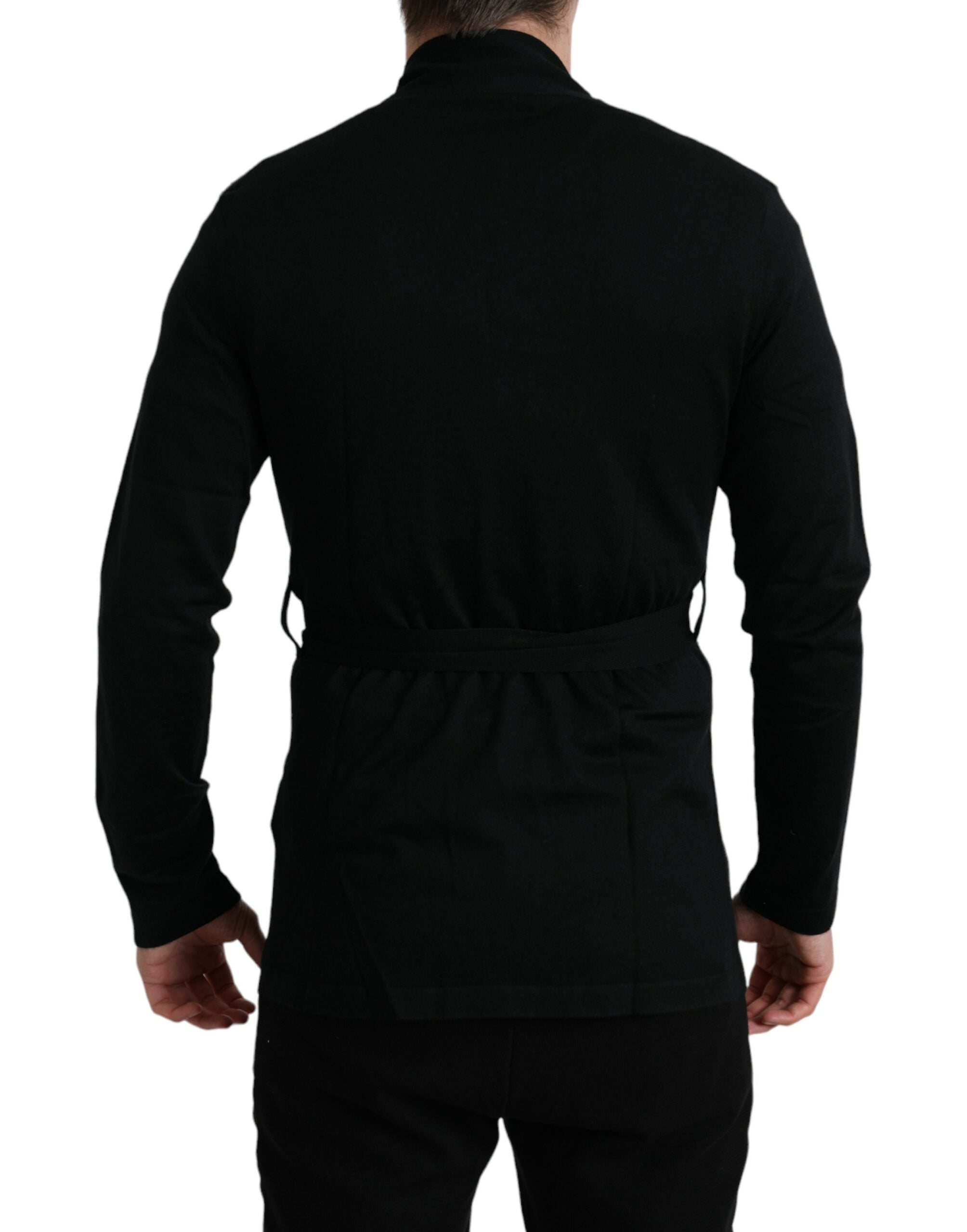 Dolce & Gabbana Black Cashmere Long Sleeves Belted Wrap Robe -   -  Dolce & Gabbana.