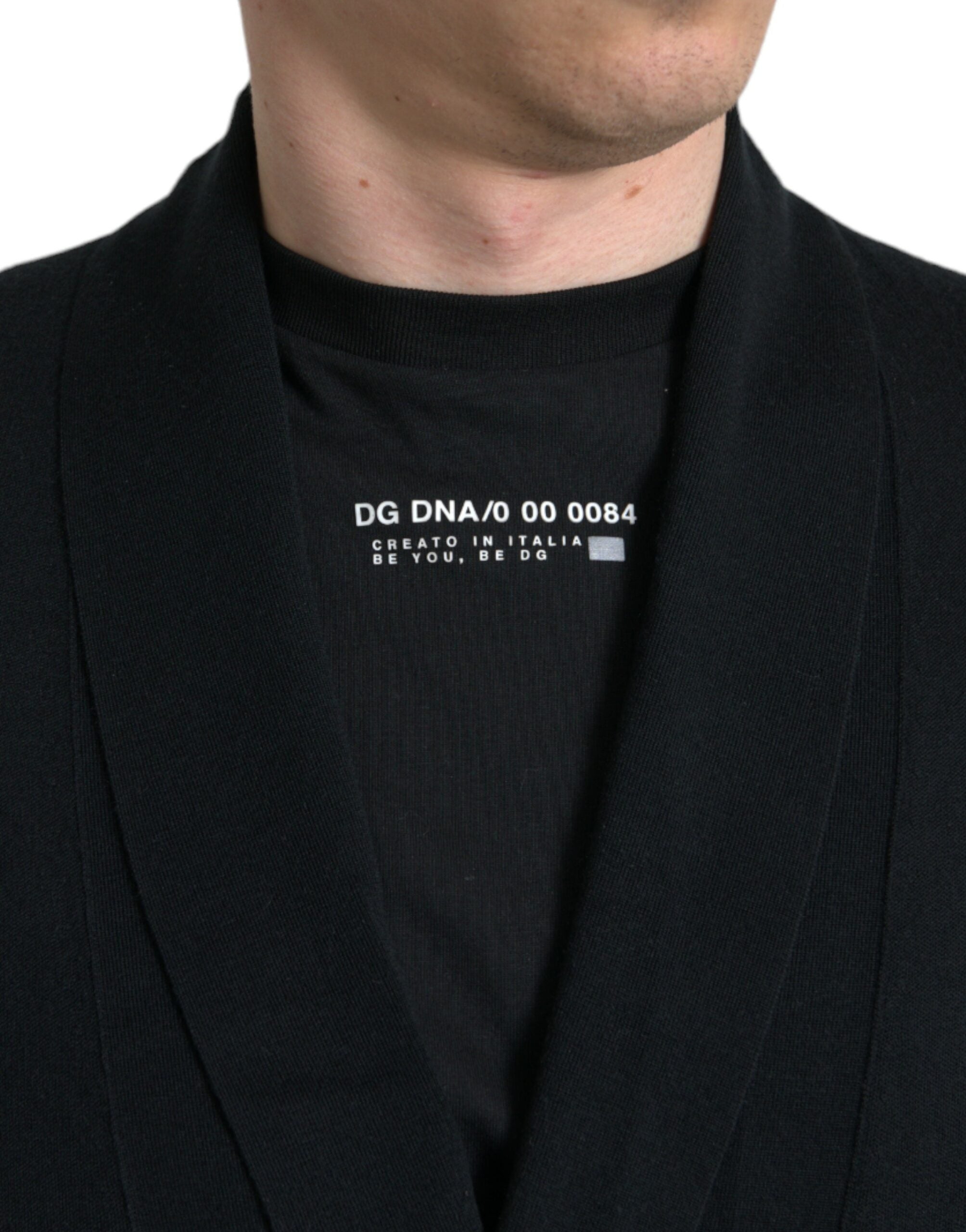 Dolce & Gabbana Black Cashmere Long Sleeves Belted Wrap Robe -   -  Dolce & Gabbana.