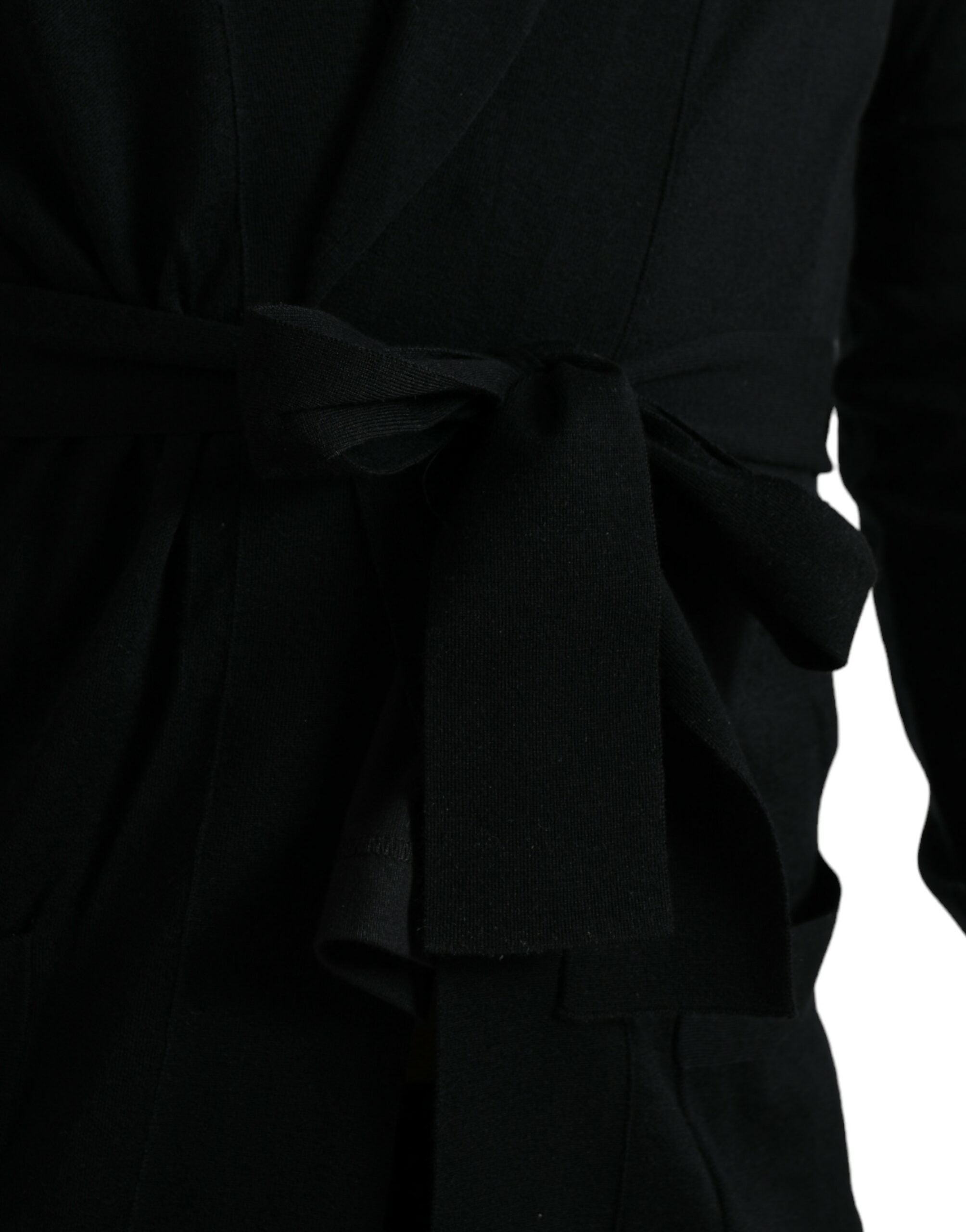 Dolce & Gabbana Black Cashmere Long Sleeves Belted Wrap Robe -   -  Dolce & Gabbana.