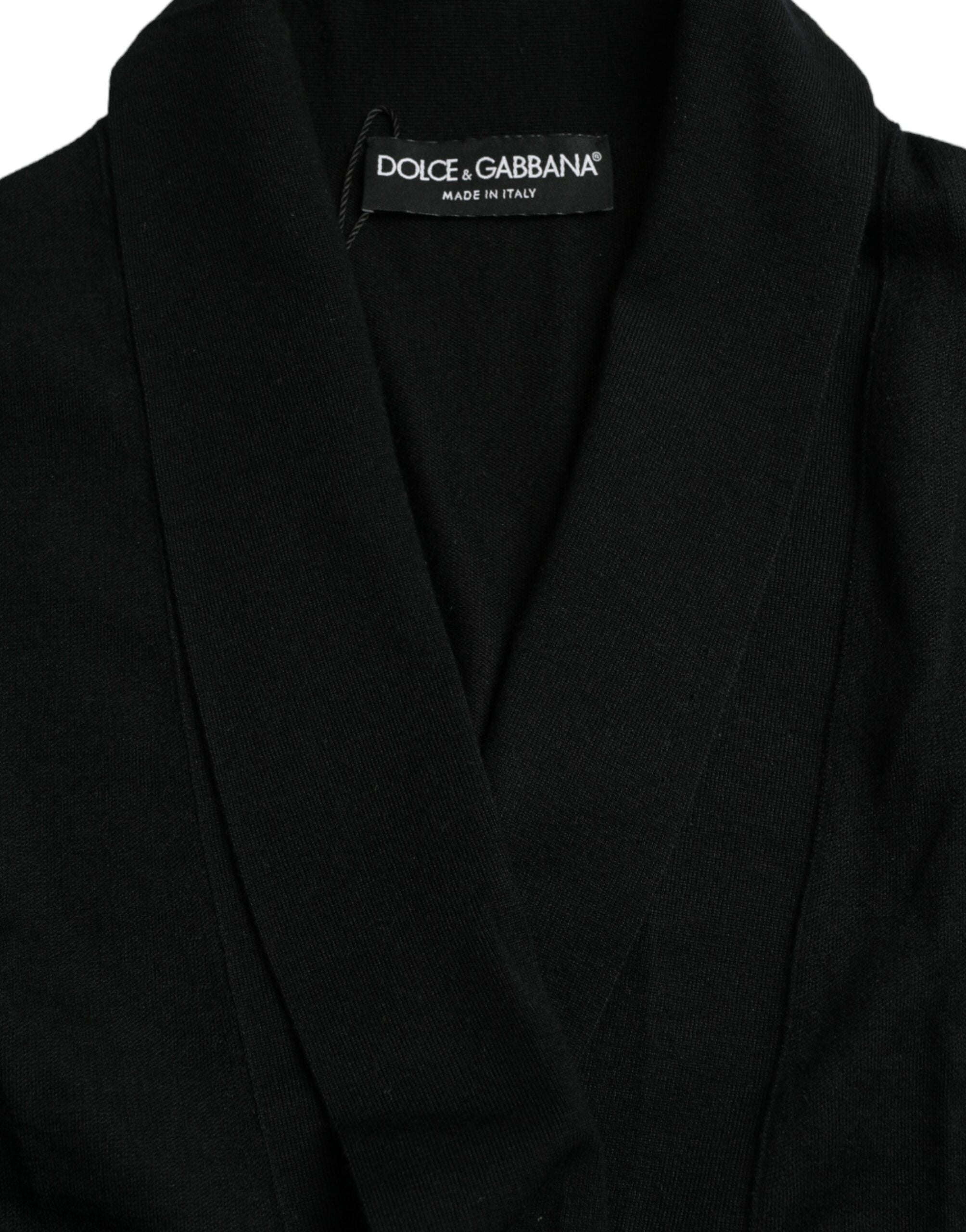 Dolce & Gabbana Black Cashmere Long Sleeves Belted Wrap Robe -   -  Dolce & Gabbana.