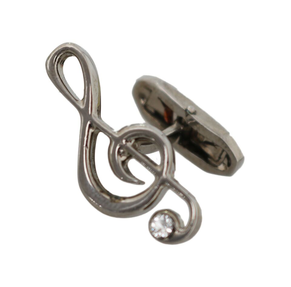 Dolce & Gabbana Silver Brass Tremble Clef Crystal Cufflinks -   -  Dolce & Gabbana.