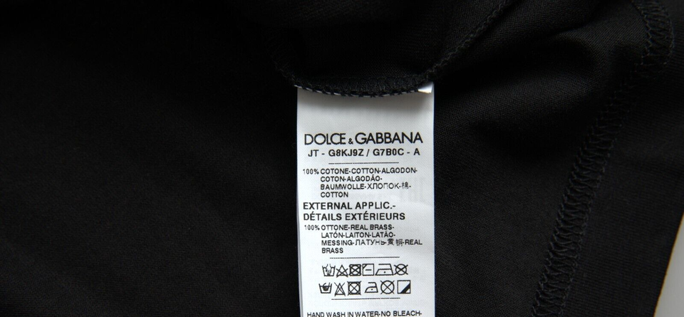 Dolce & Gabbana Black Silver Chain Short Sleeve T-shirt -   -  Dolce & Gabbana.