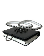 Dolce & Gabbana Black White Leather Crystal Embellished Cardholder Wallet -   -  Dolce & Gabbana.